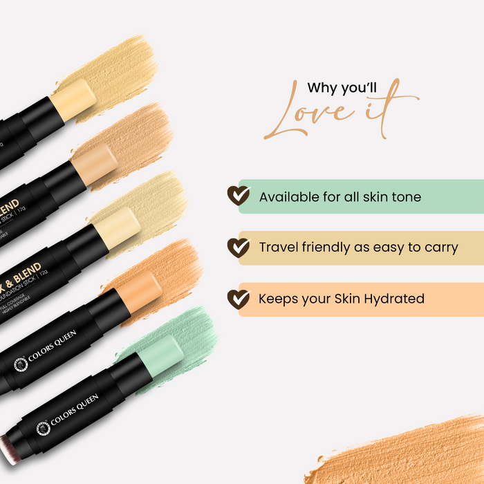 Colors Queen Fix And Blend Foundation And Concealer Stick