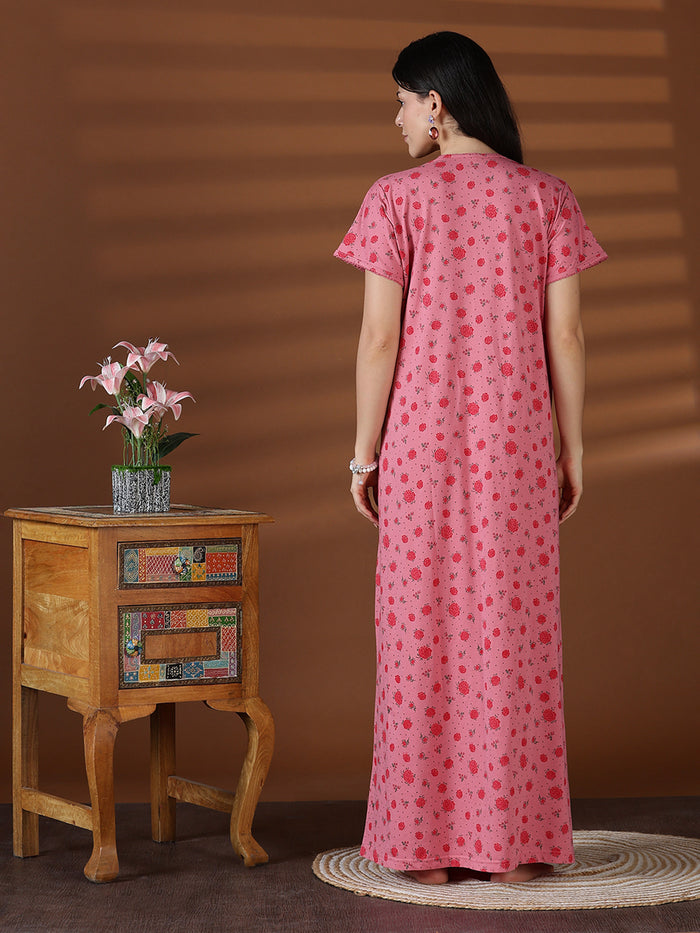Cotton blend comfortable front open nightwear for women