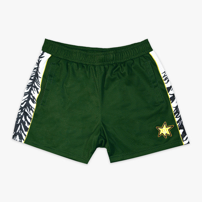 Forest Youth Shorts baseball pine tree gold star camping