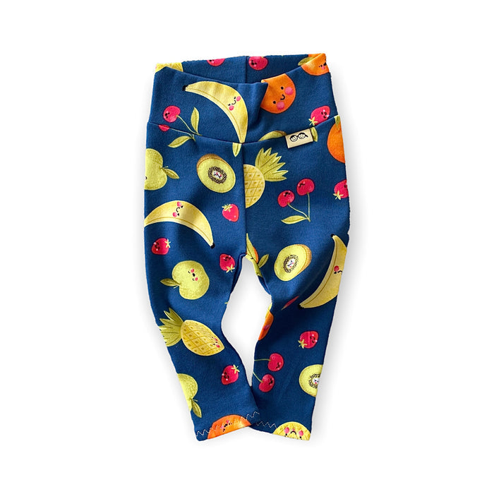 Fun Fruits on Blue Leggings and/or Headbands