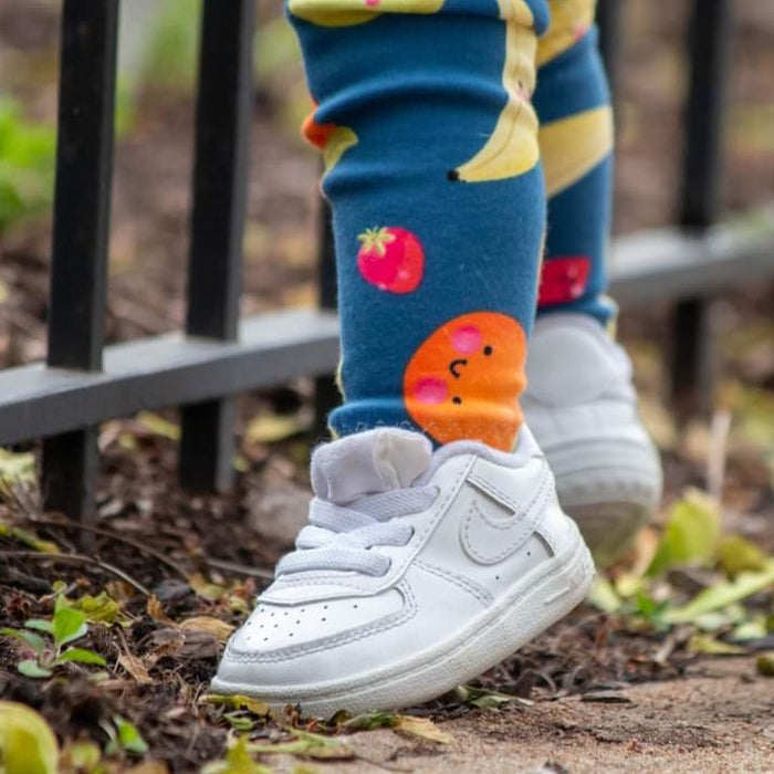 Fun Fruits on Blue Leggings and/or Headbands