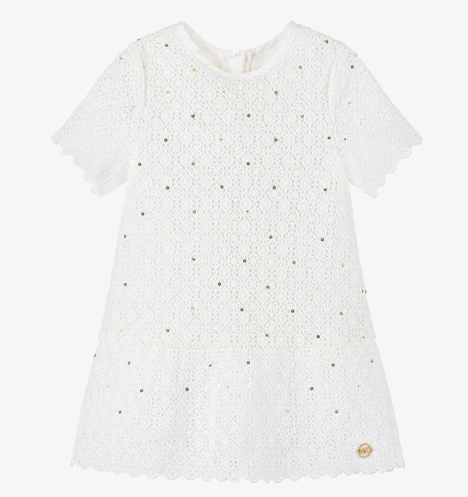 MICHAEL KORS Girls Ivory Cotton Lace Dress