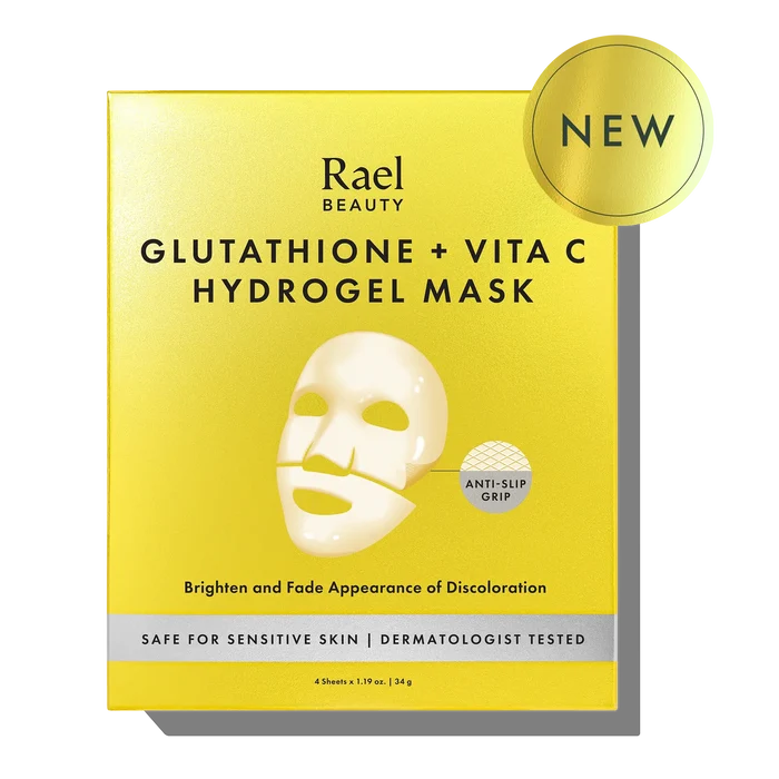 Rael Beauty Glutathione + Vita C Hydrogel Mask packaging on a white background