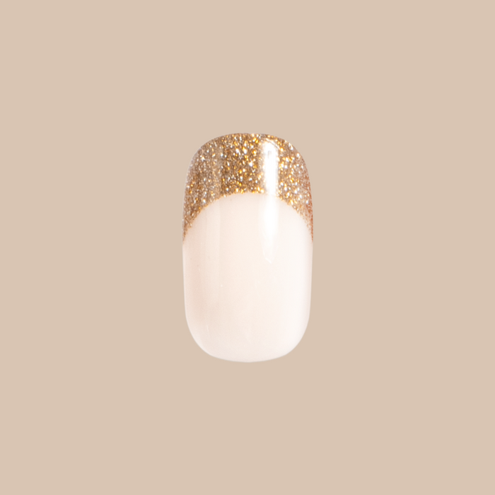 Gold Glitter French - Tab Press-On | Short | Squoval