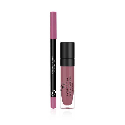 Golden Rose Matte Lipkit Blush Pink - Long-Lasting Liquid Lipstick with Lipliner