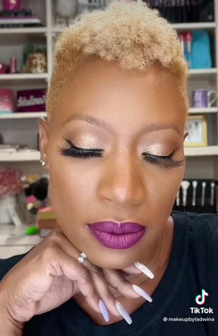 Close-up of Gorgeous matte lip color on model — intensely pigmented