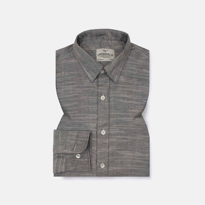 Grey Slub Oxford Shirt