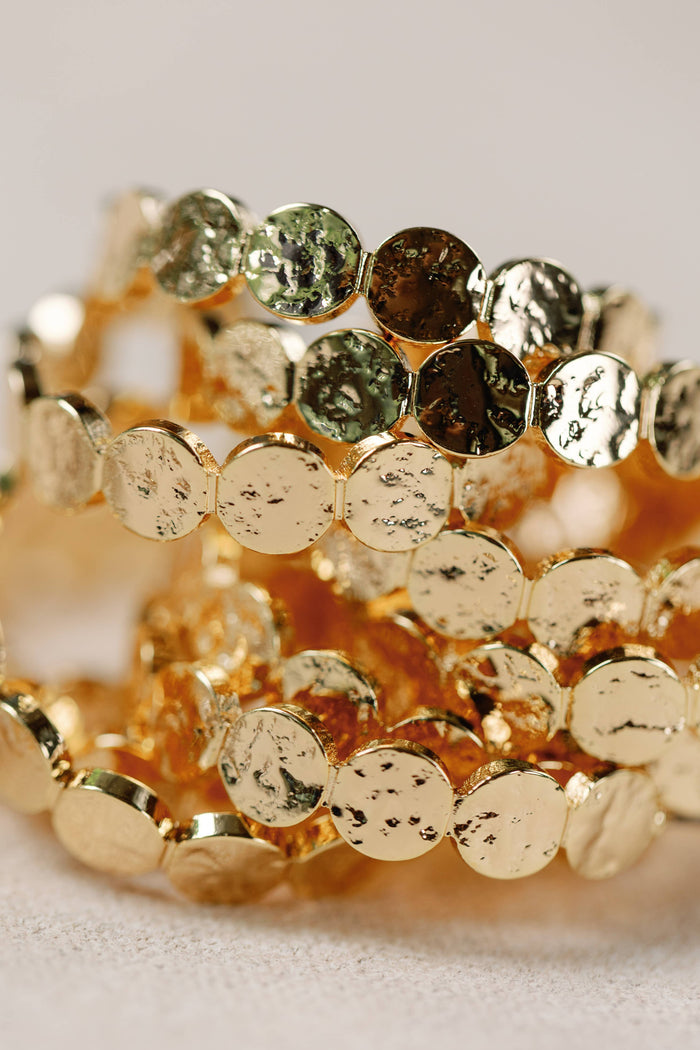 Hammered Gold Scalloped Hoop Earrings