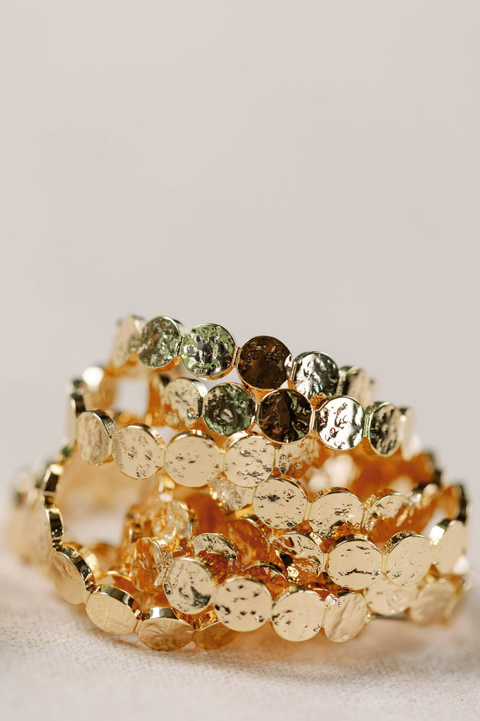 Hammered Gold Scalloped Hoop Earrings