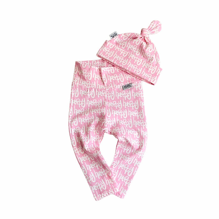 Happy Pink Leggings and/or Beanie Knot Hat