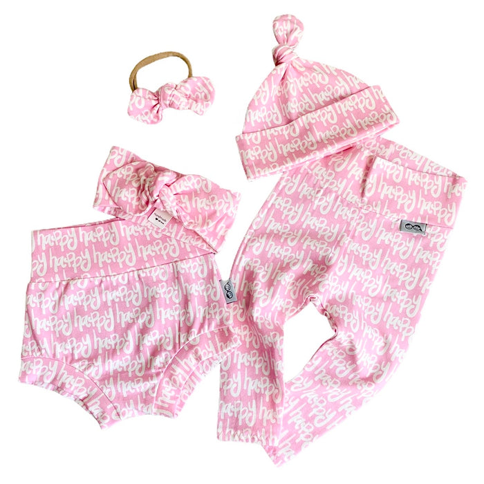 Happy Pink Leggings and/or Beanie Knot Hat