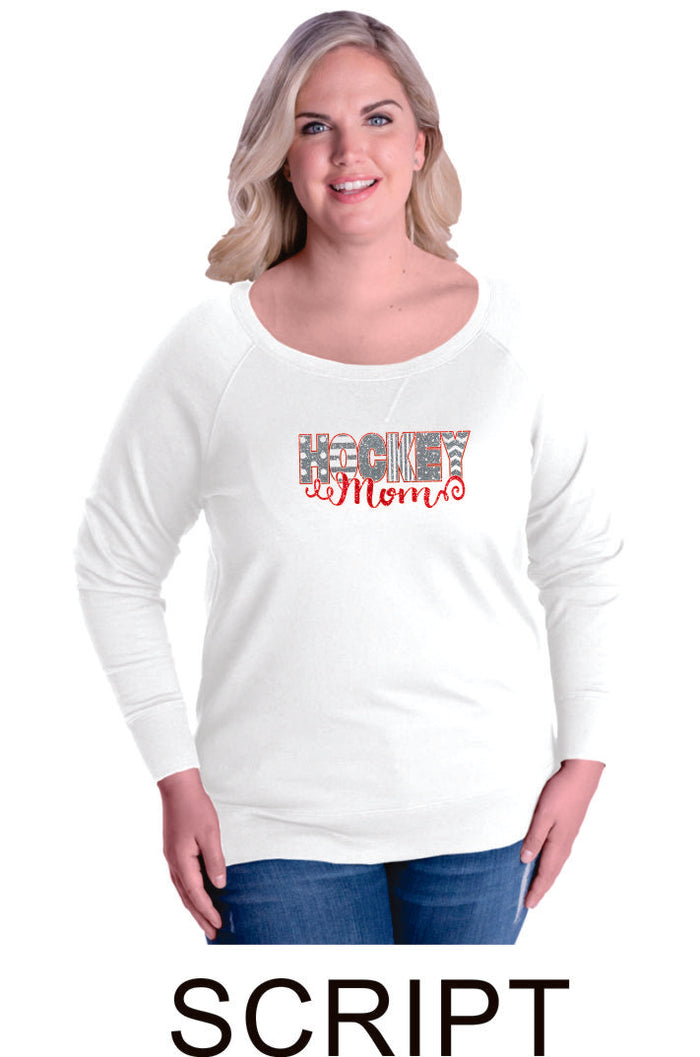 Hockey Mom Curvy Ladies Slouchy Pullover- Matte or Glitter