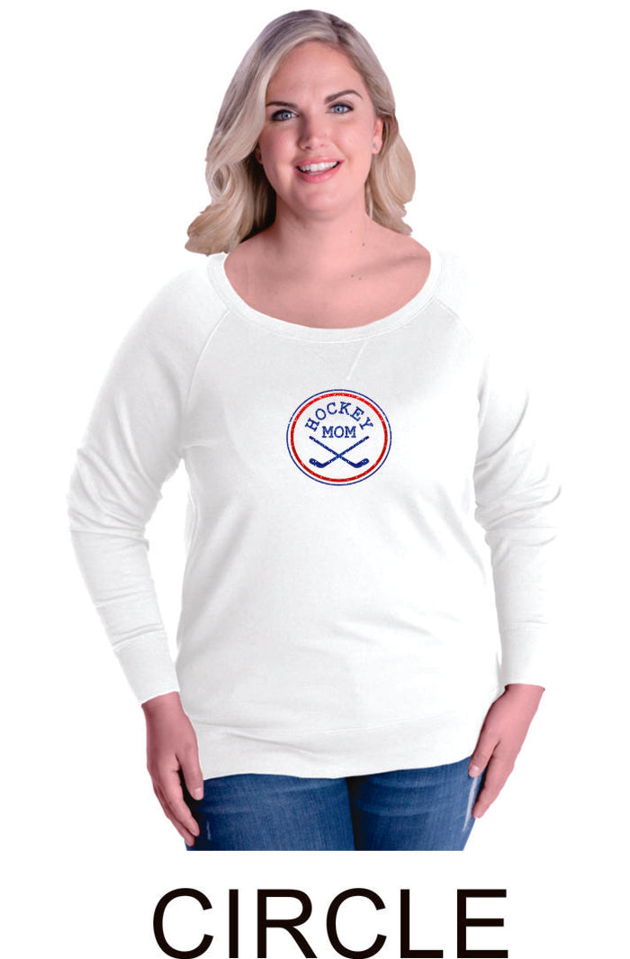 Hockey Mom Curvy Ladies Slouchy Pullover- Matte or Glitter