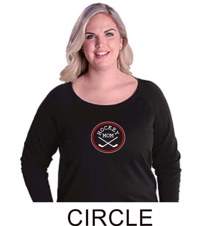 Hockey Mom Curvy Ladies Slouchy Pullover- Matte or Glitter