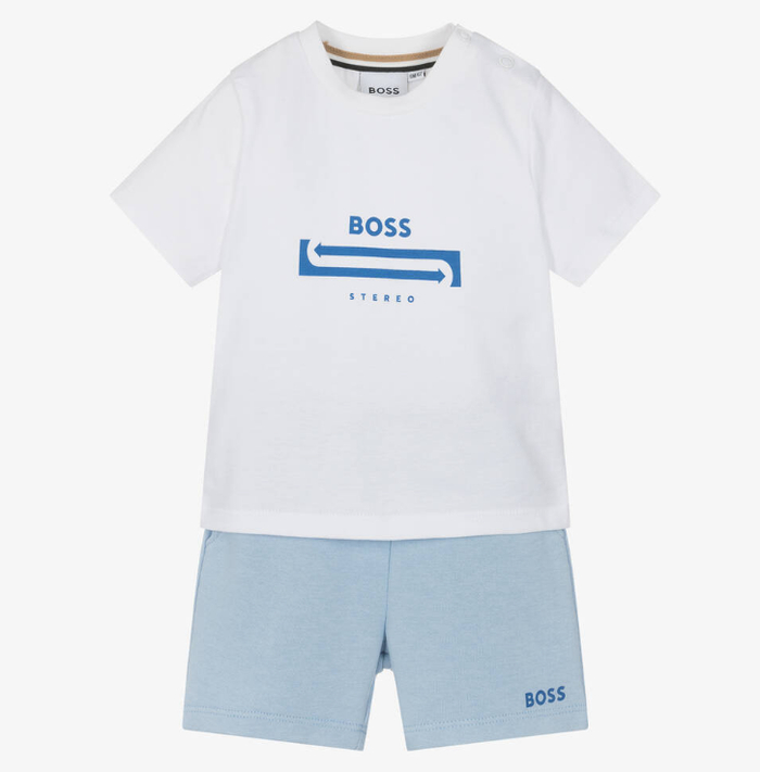 HUGO BOSS Baby Boys Blue Cotton Shorts Set