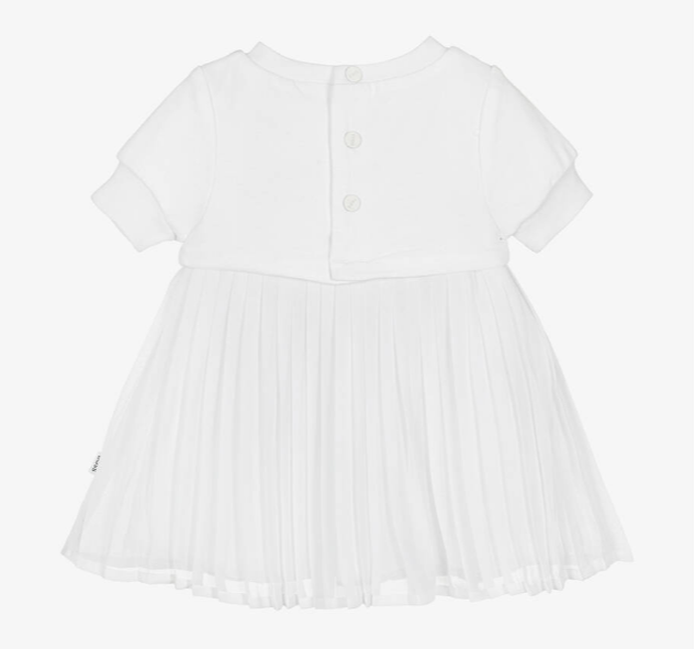 HUGO BOSS Baby Girls White Pleated Chiffon Dress