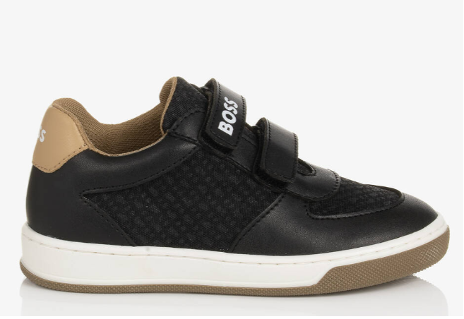 HUGO BOSS Boys Black Monogram Velcro Trainers