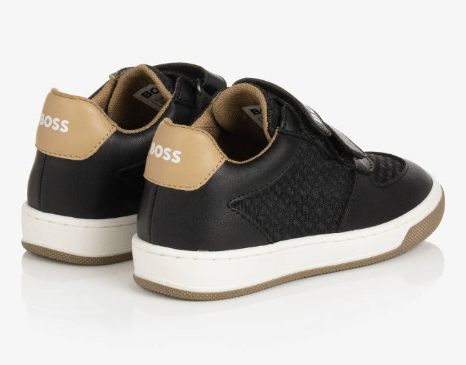 HUGO BOSS Boys Black Monogram Velcro Trainers