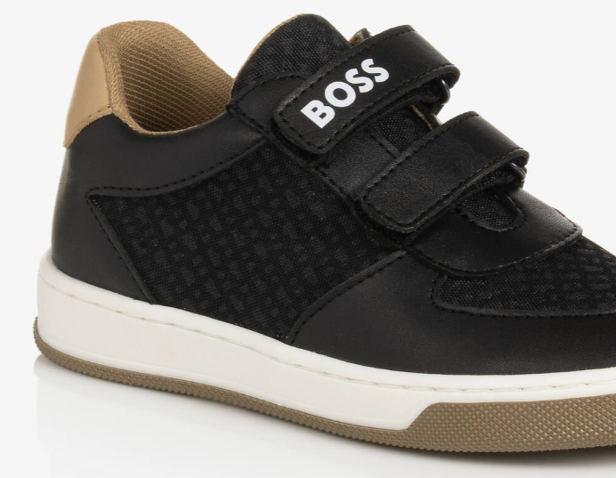 HUGO BOSS Boys Black Monogram Velcro Trainers