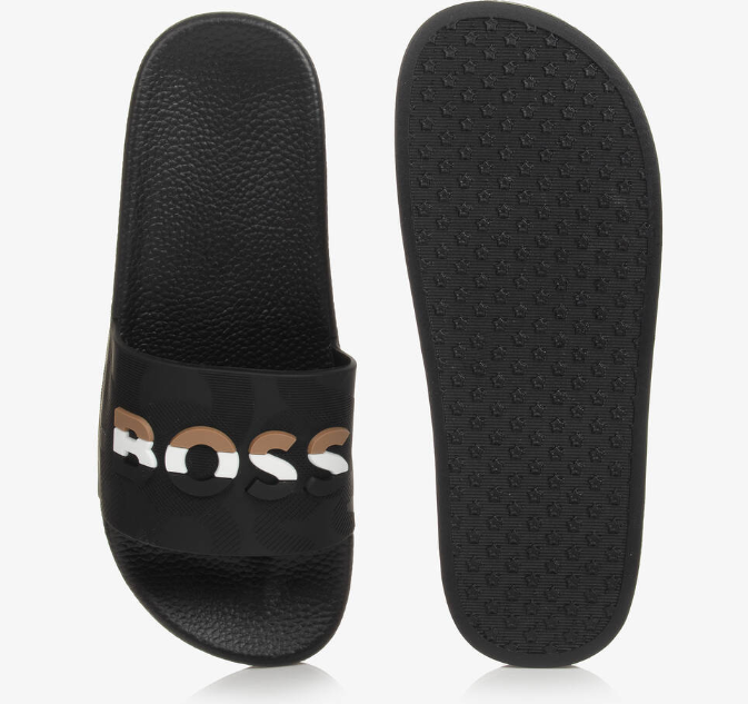 HUGO BOSS Boys Black Sliders