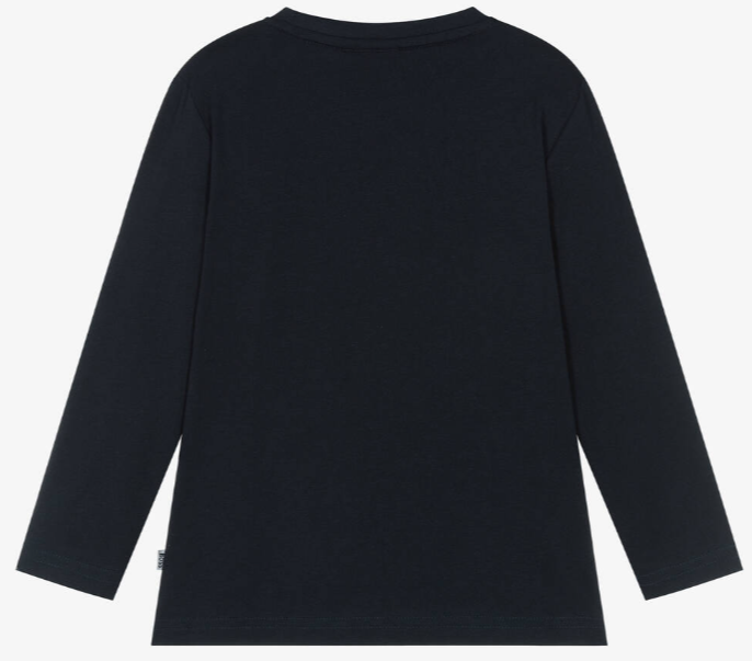 HUGO BOSS Boys Blue Cotton Logo Top