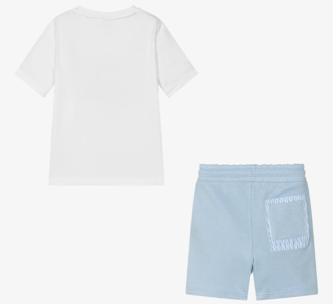 HUGO BOSS Boys Blue & White Cotton Shorts Set
