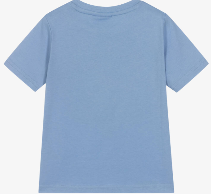 HUGO BOSS Boys Light Blue Gradient Logo Cotton T-Shirt