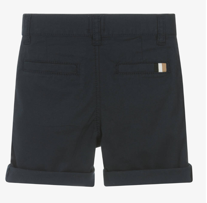 HUGO BOSS Boys Navy Blue Cotton Chino Shorts