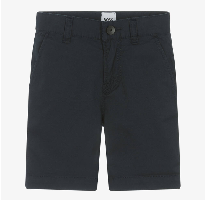 HUGO BOSS Boys Navy Blue Cotton Chino Shorts