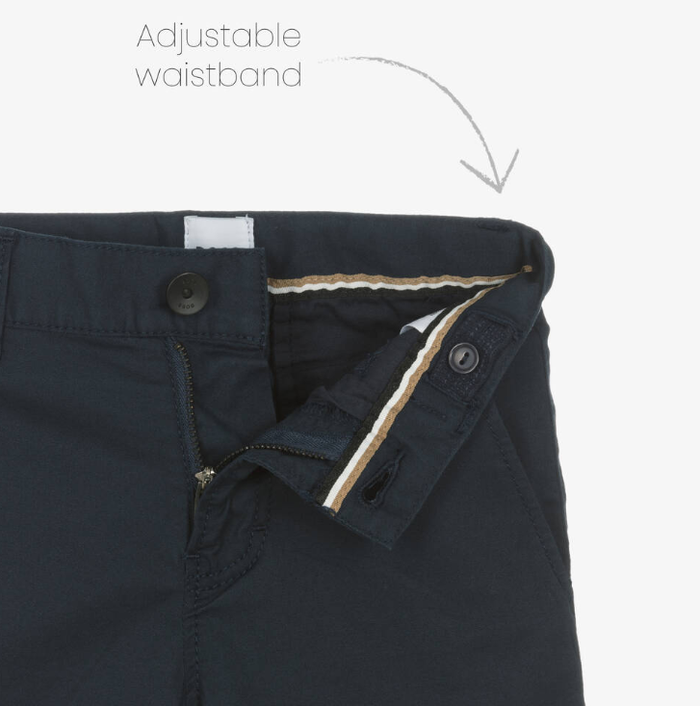 HUGO BOSS Boys Navy Blue Cotton Chino Shorts