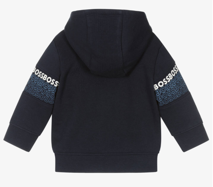HUGO BOSS Boys Navy Blue Logo Zip-Up Top