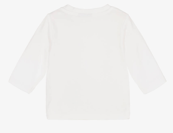 HUGO BOSS Girls White & Rose Gold Cotton Top
