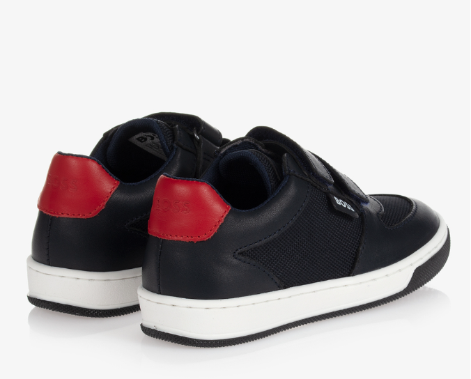 HUGO BOSS Navy Blue Leather Trainers