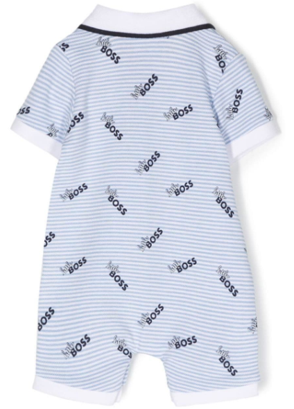 HUGO BOSS striped logo-print polo romper