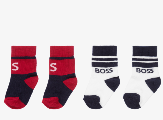 HUGO BOSS White & Red Socks (2 Pack)