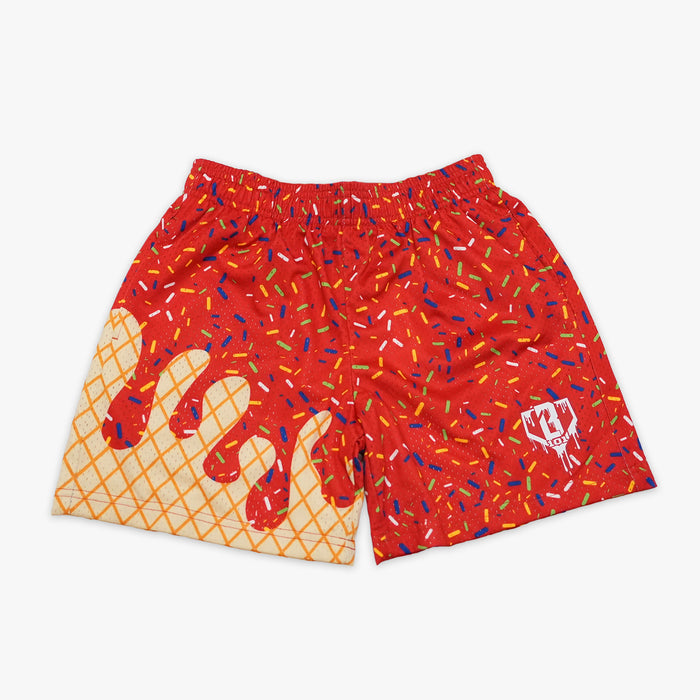 Ice Cream Youth Mesh Shorts Cherry Red Baseball Lifestyle