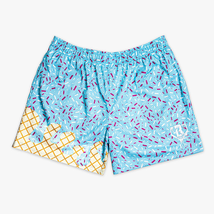 Blue Baseball Cotton Candy Ice Cream Mesh Shorts