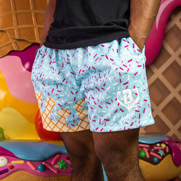 Cotton Candy Ice Cream Baseball Mesh Shorts