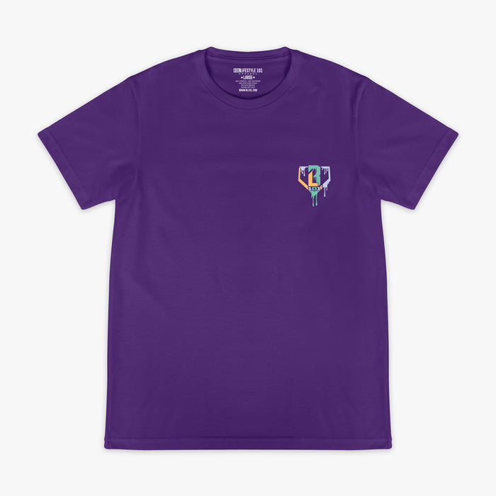 Adult model wearing ice Cream Galaxy Grape graphic tee