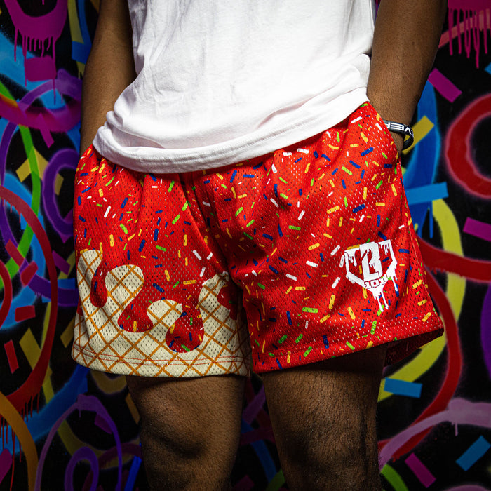Cherry Ice Cream Baseball Youth Mesh Shorts