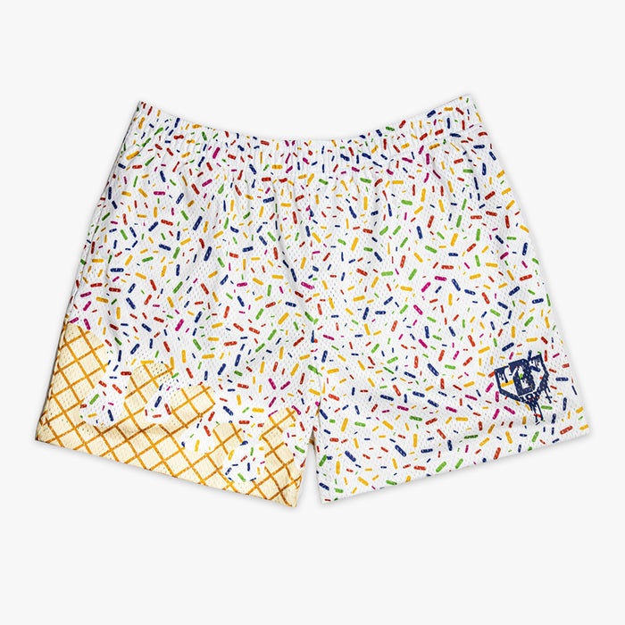 Ice Cream Vanilla Youth Baseball Mesh Shorts White