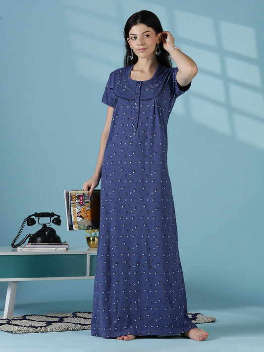 Indigo cotton blend comfortable sleepwear for women