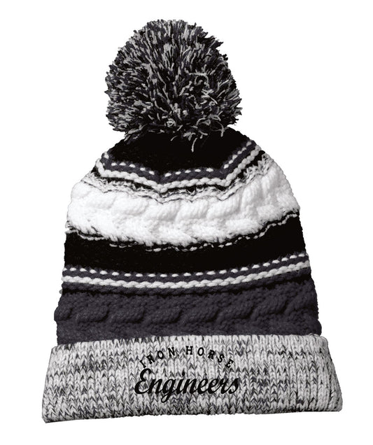 Iron Horse Pom Pom Chunky Beanie- Embroidered