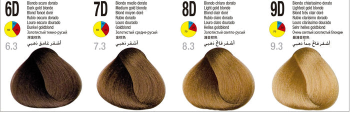 Itely Aquarely Permanent Hair Color 6D Dark Gold Blonde / D- Gold / 6 Professional Salon Products