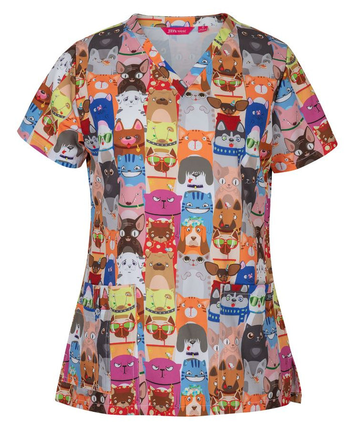 Ladies Scrub Top Printed | 4STP1