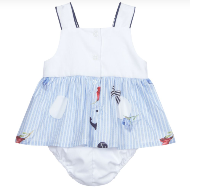 Lapin House Blue & White Striped Romper Dress