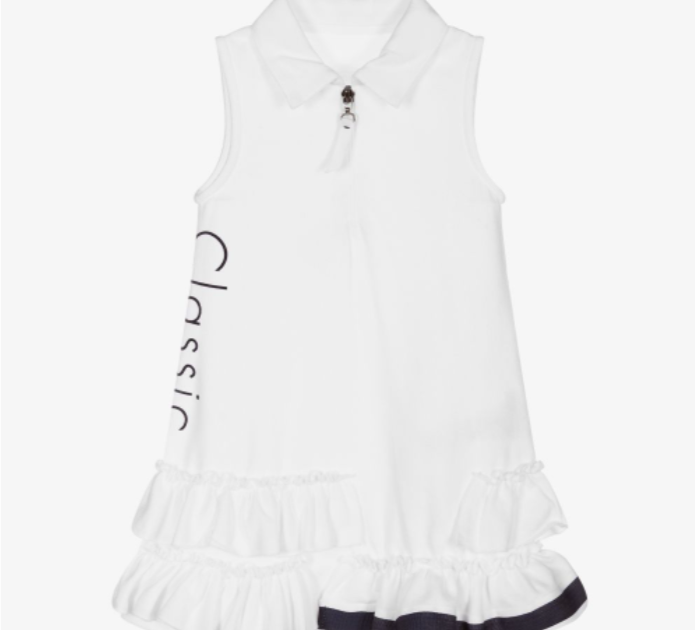 LAPIN HOUSE Girls White Cotton Polo Dress
