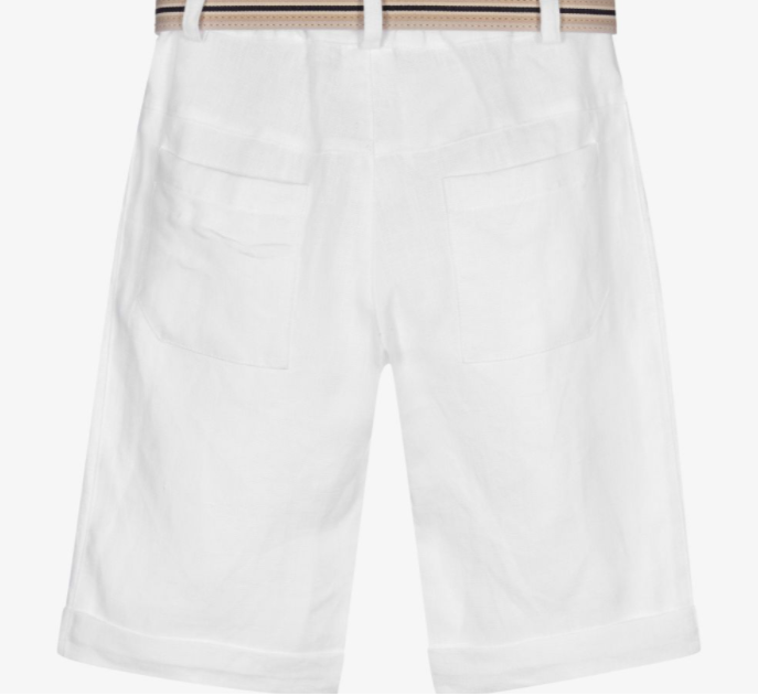LAPIN HOUSE white linen belted bermudas