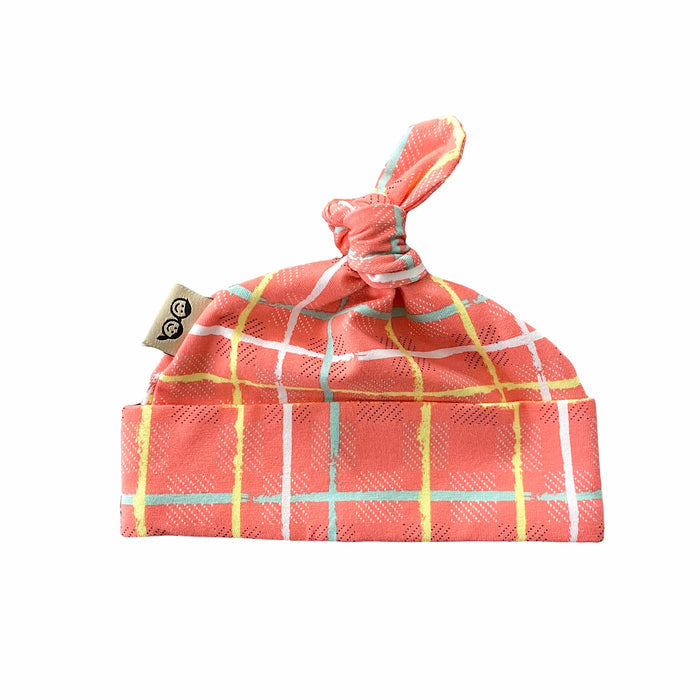 Large Squares on Coral Leggings and/or Knot Beanie