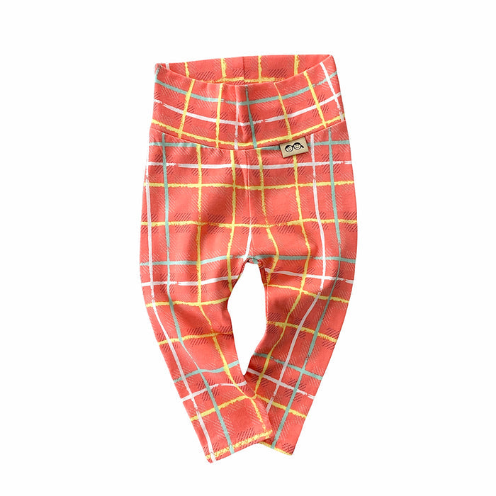 Large Squares on Coral Leggings